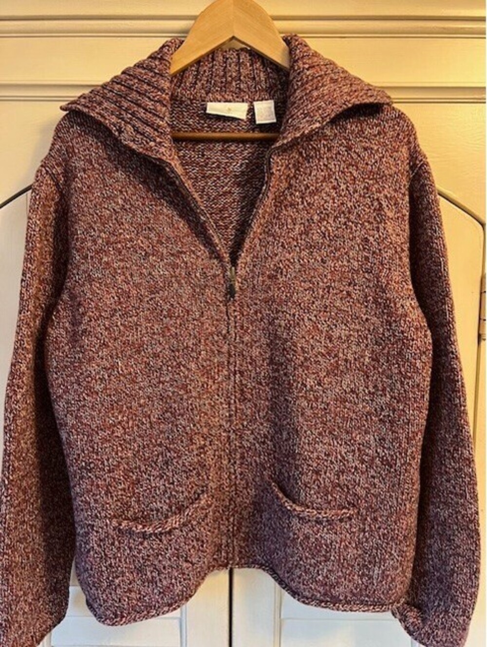 Preswick & Moore Women's Sweater Zippered Collared Cardigan Multi Color- Size XL